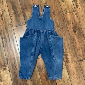 Vintage Nordstrom toddler denim overalls jumpsuit 2t 3t jeans bow buttons